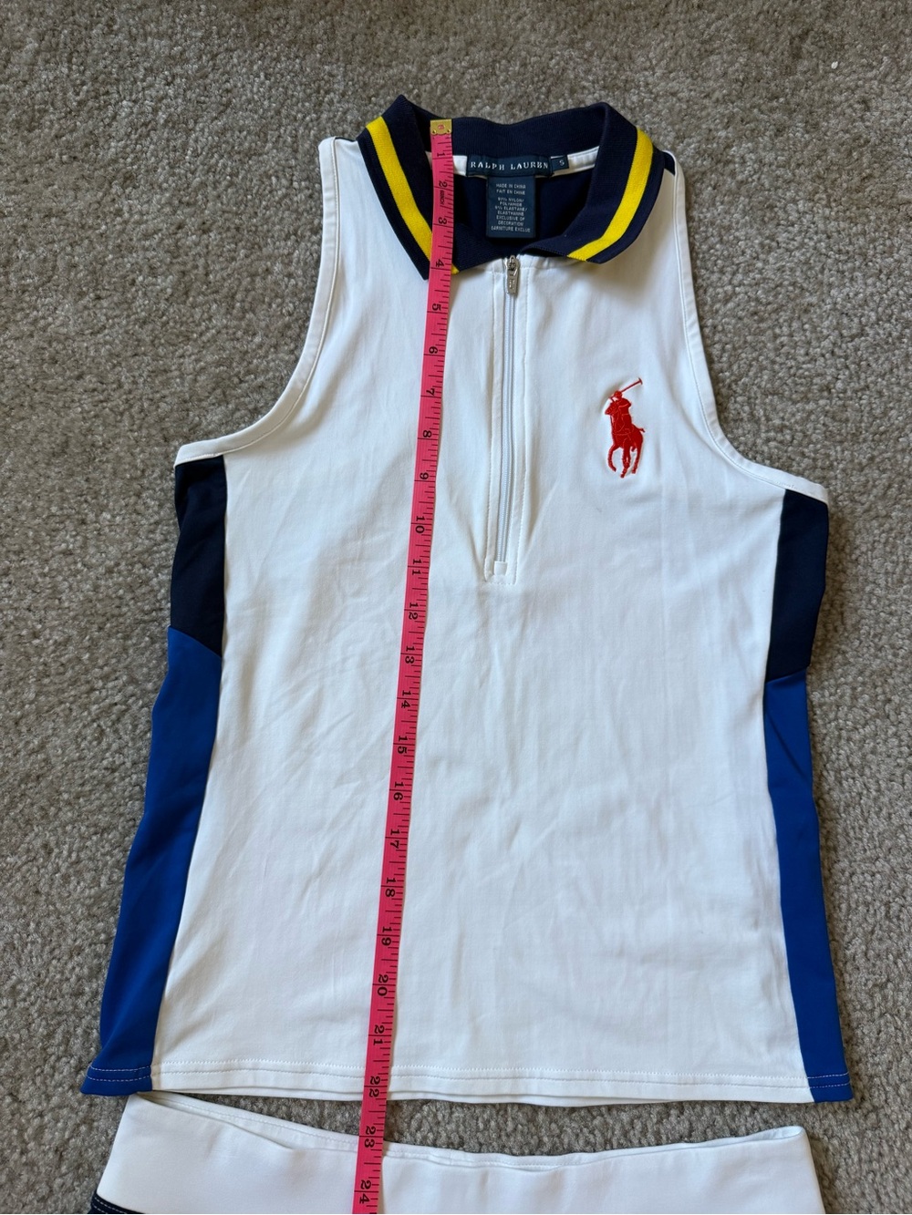 Ralph Lauren White Tennis Zip Tank & Skirt with Navy and Yellow Trim size Small - Picture 12 of 12
